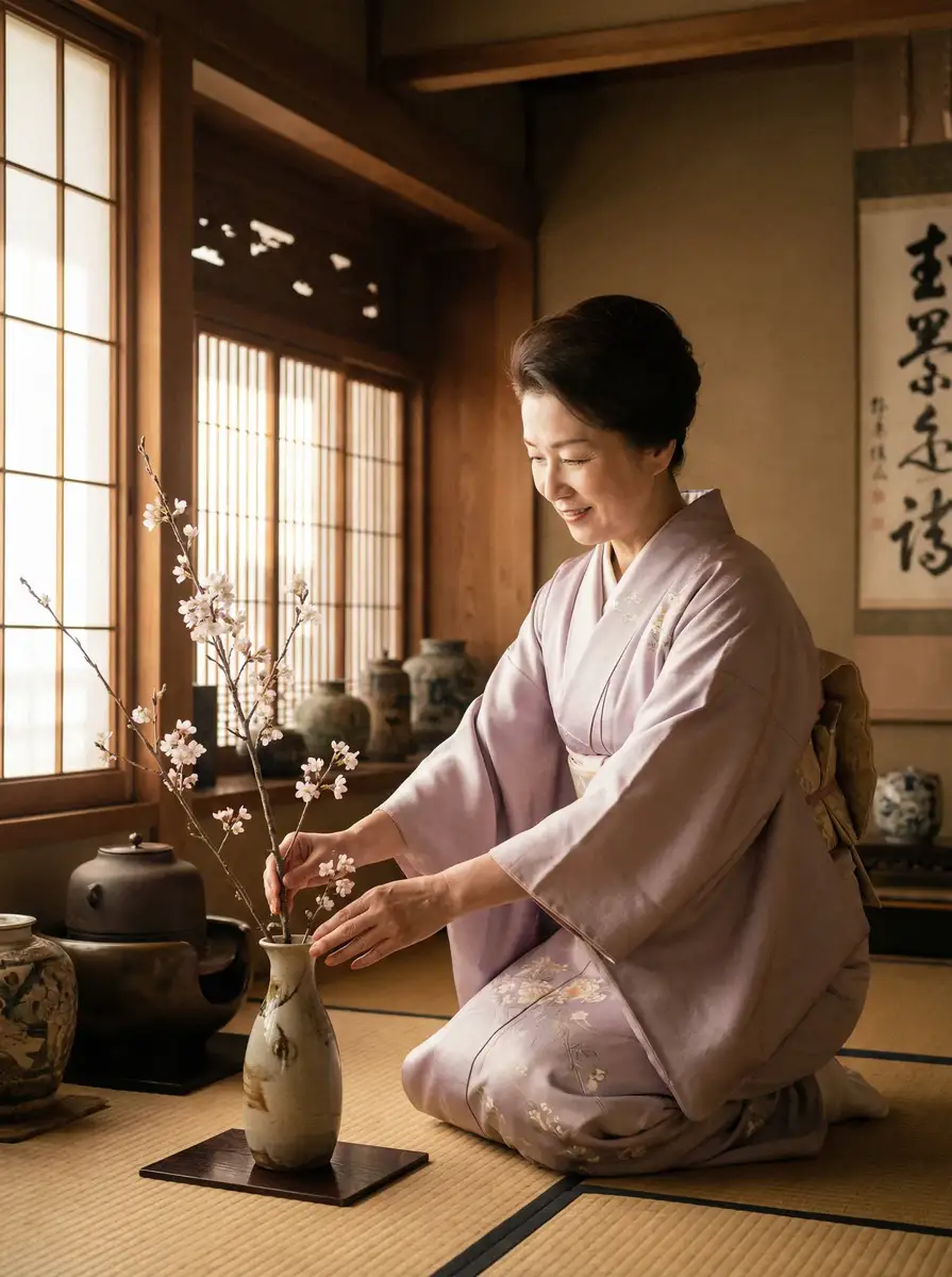 一位优雅的 啦啦啦高清视频在线播放1 在和室中插花